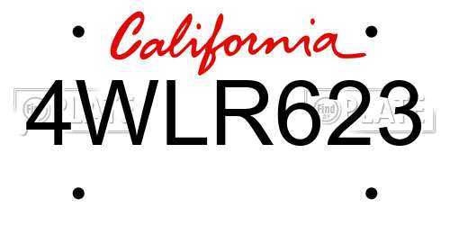 4WLR623 California License Plate