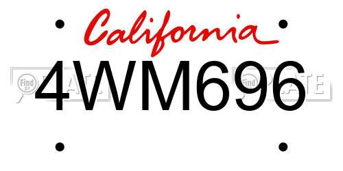 4WM696 California License Plate