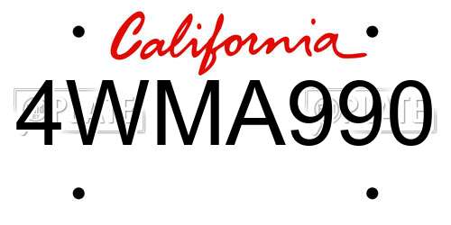 4WMA990 California License Plate