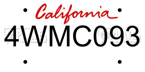 4WMC093 California License Plate