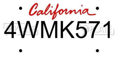 4WMK571 California License Plate