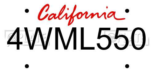 4WML550 California License Plate