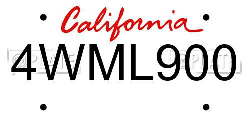 4WML900 California License Plate