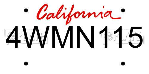 4WMN115 California License Plate