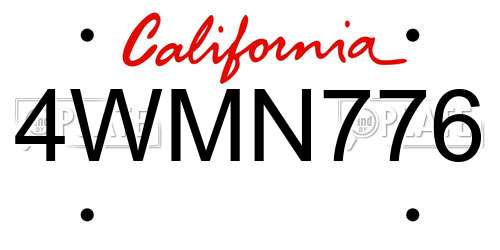 4WMN776 California License Plate