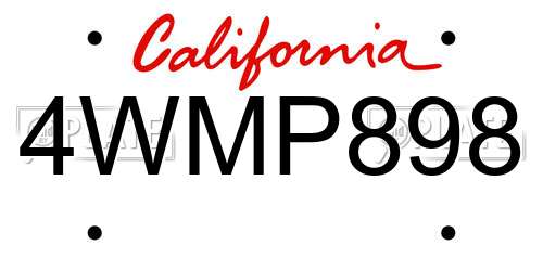 4WMP898 California License Plate