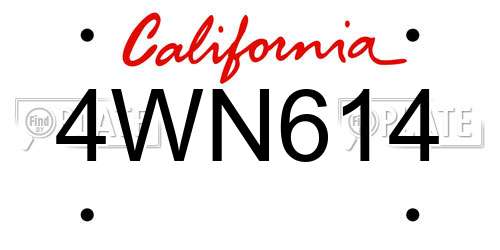 4WN614 California License Plate