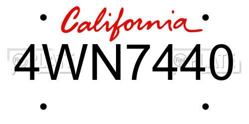 4WN7440 California License Plate