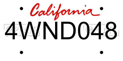4WND048 California License Plate
