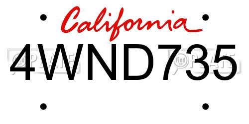 4WND735 California License Plate