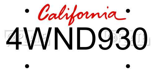4WND930 California License Plate