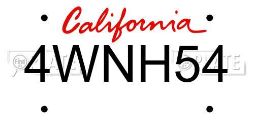 4WNH54 California License Plate