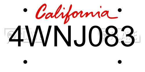 4WNJ083 California License Plate