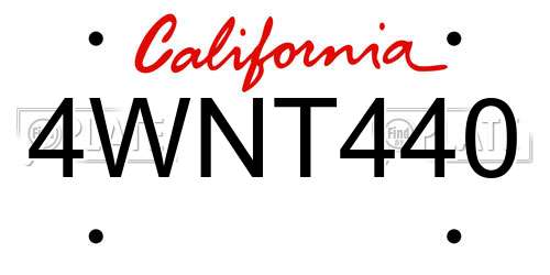 4WNT440 California License Plate