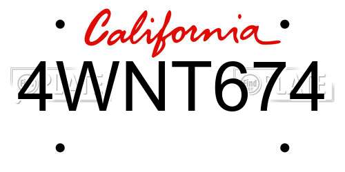 4WNT674 California License Plate