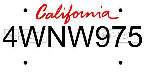 4WNW975 California License Plate