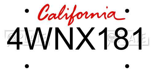 4WNX181 California License Plate