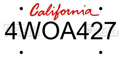 4WOA427 California License Plate