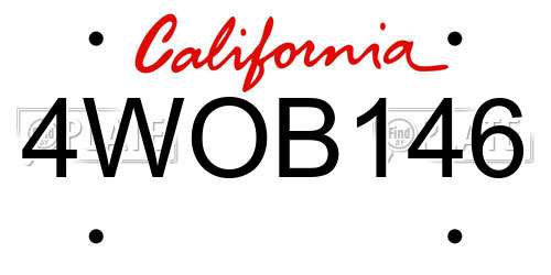4WOB146 California License Plate