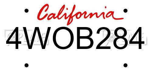 4WOB284 California License Plate