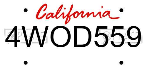 4WOD559 California License Plate