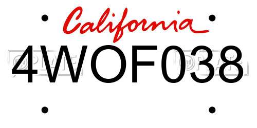 4WOF038 California License Plate