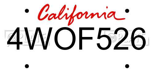 4WOF526 California License Plate