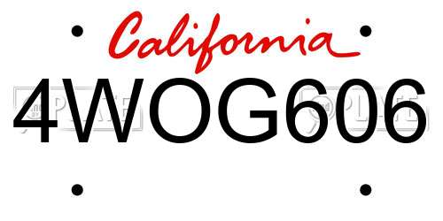 4WOG606 California License Plate