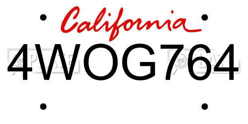4WOG764 California License Plate