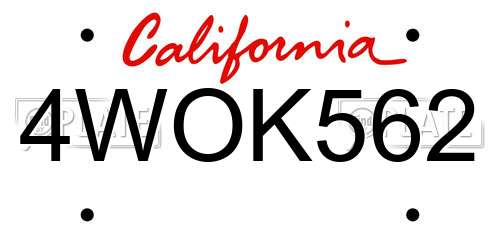 4WOK562 California License Plate