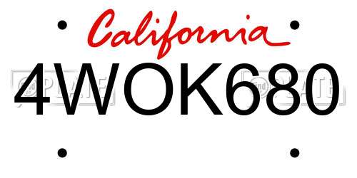 4WOK680 California License Plate
