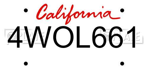 4WOL661 California License Plate