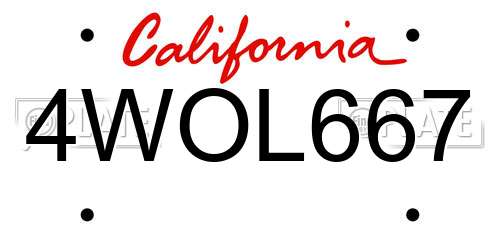 4WOL667 California License Plate