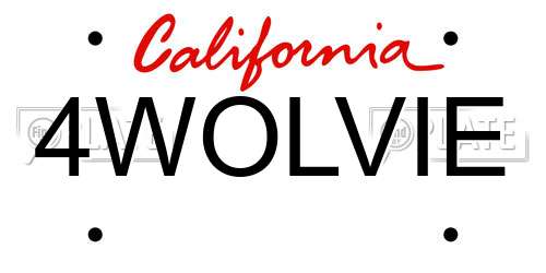 4WOLVIE California License Plate