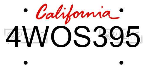 4WOS395 California License Plate