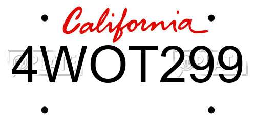 4WOT299 California License Plate