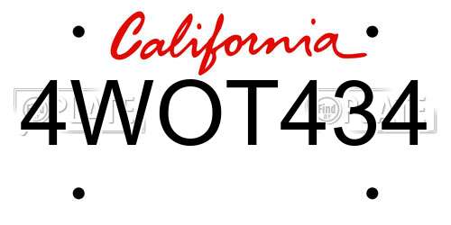 4WOT434 California License Plate