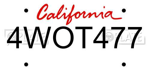 4WOT477 California License Plate