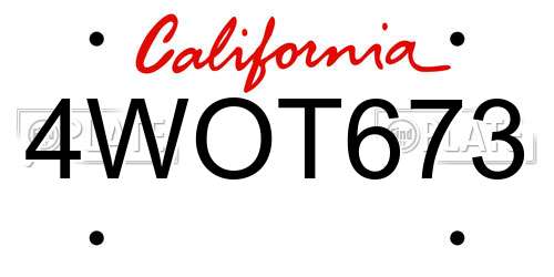 4WOT673 California License Plate