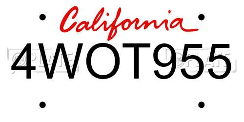 4WOT955 California License Plate