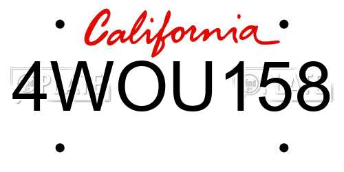 4WOU158 California License Plate