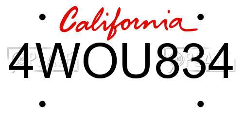 4WOU834 California License Plate
