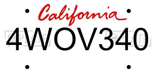 4WOV340 California License Plate