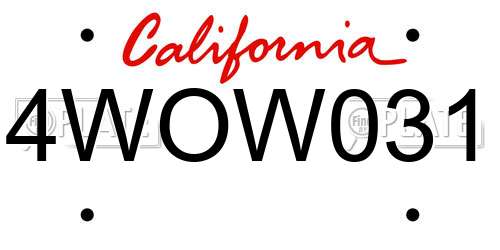 4WOW031 California License Plate