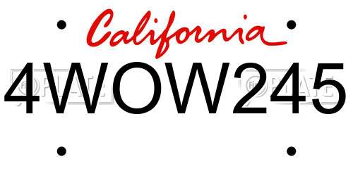 4WOW245 California License Plate