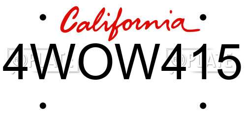 4WOW415 California License Plate