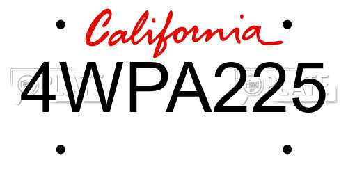 4WPA225 California License Plate