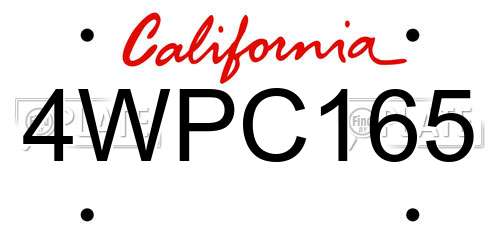 4WPC165 California License Plate