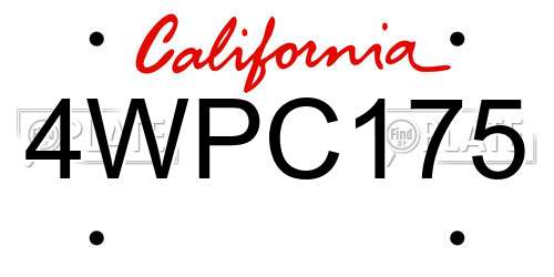 4WPC175 California License Plate
