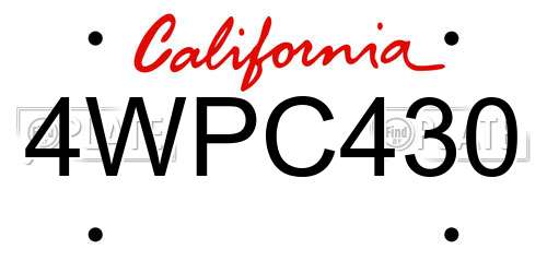 4WPC430 California License Plate